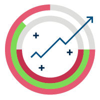 icon of a graph trending upwards within a circle